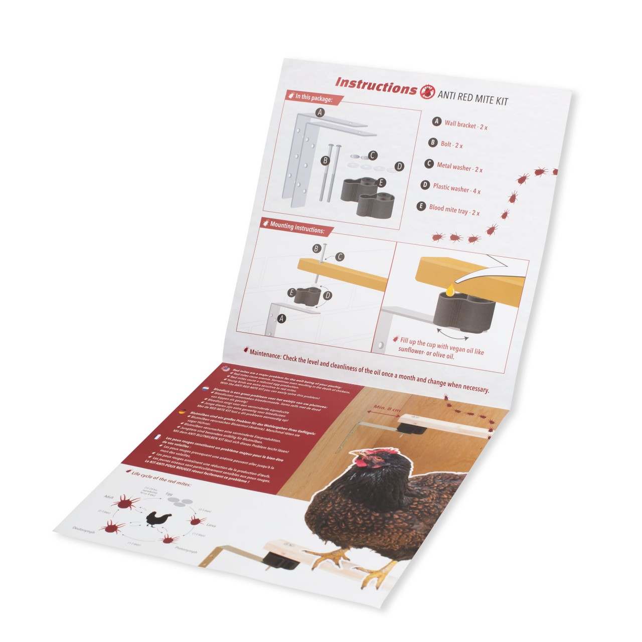 Proti čmelíkům-Anti Red Mite Kit - ochranu hřadla(bidla) proti čmelíkům